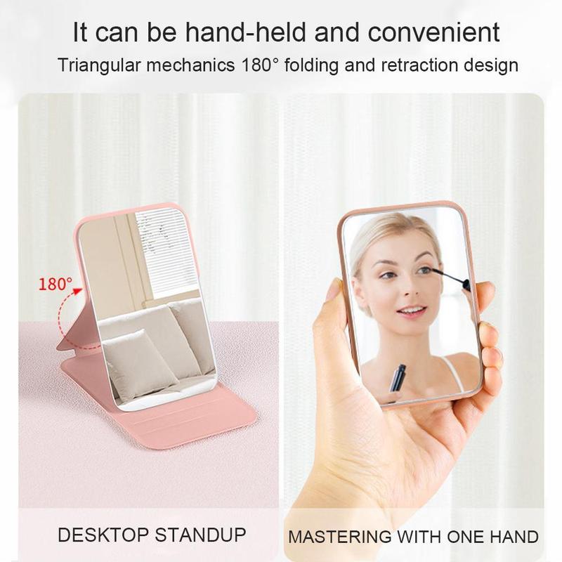 Portable Makeup Mirror, Simple Foldable Desktop Vanity Mirror, Mini Travel Mirror, Dormitory Tabletop Mirror, Portable Folding Mirror, Cosmetic Mirror, Single Item