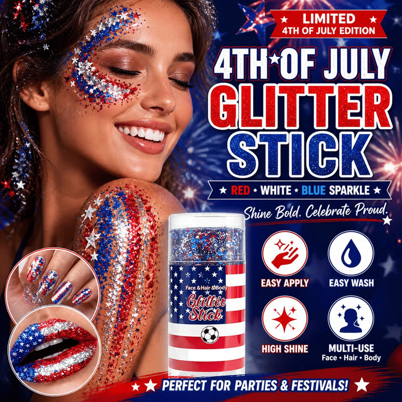 🔥 Last Day: 70% Off 4th of July Glitter Stick | Red, White & Blue Hair & Body Glitter